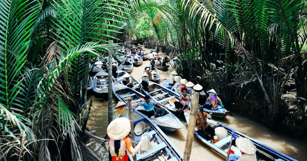 Crowded Mekong Delta Boats