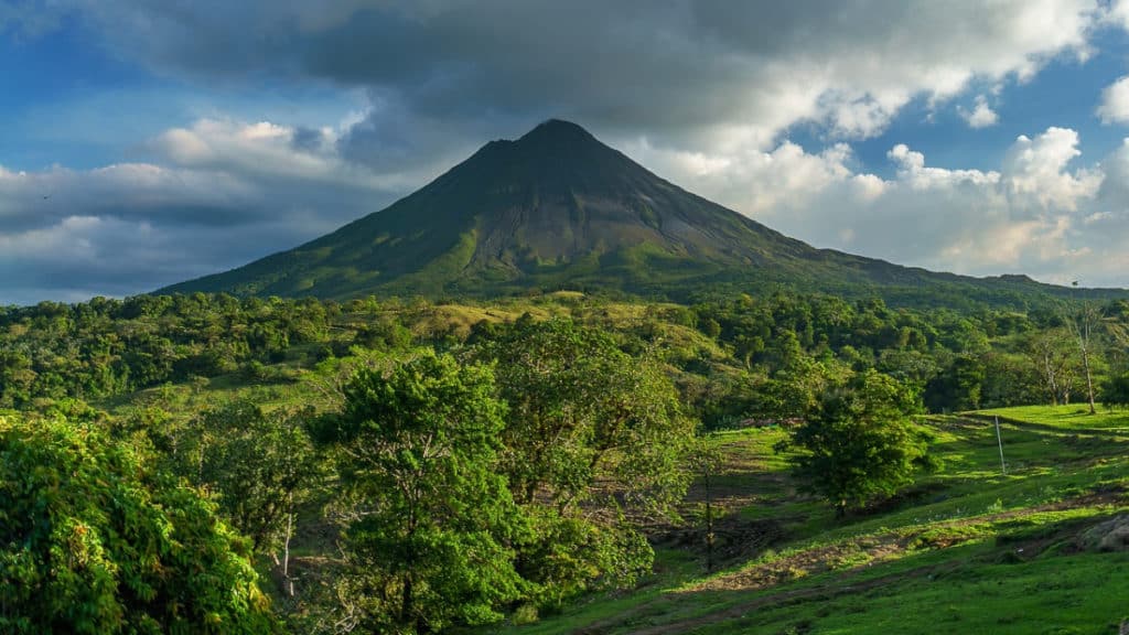 view of arenal volcano in costa rica - sustainable tourism