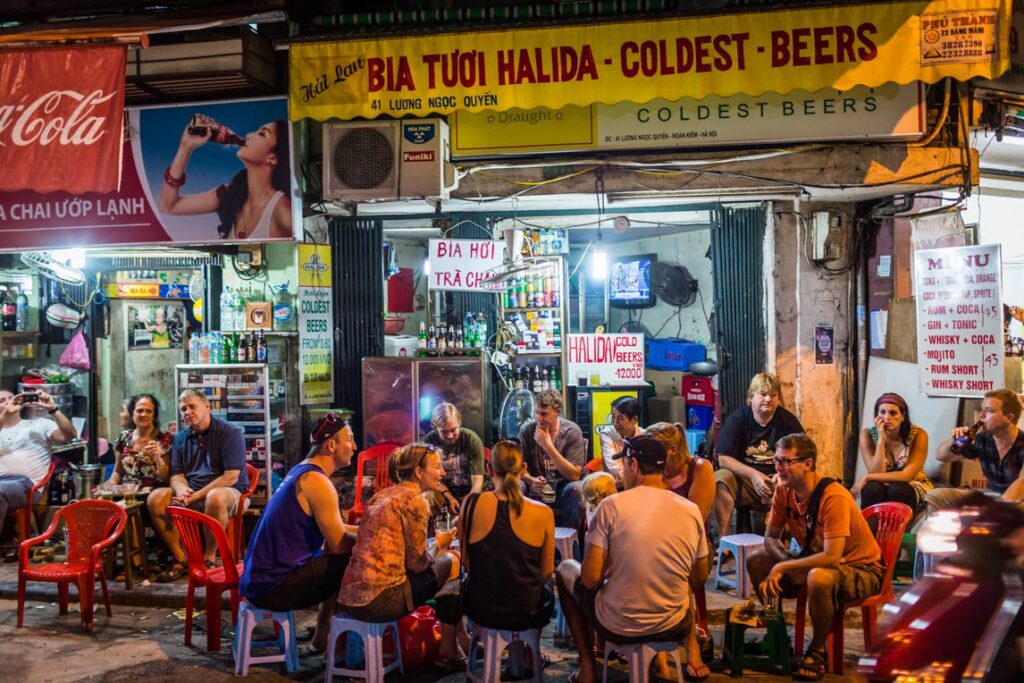 People street food Hanoi stools