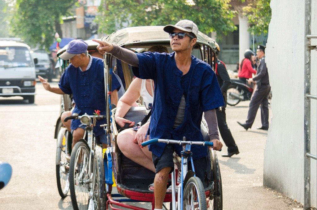 man on rickshaw in chiang mai