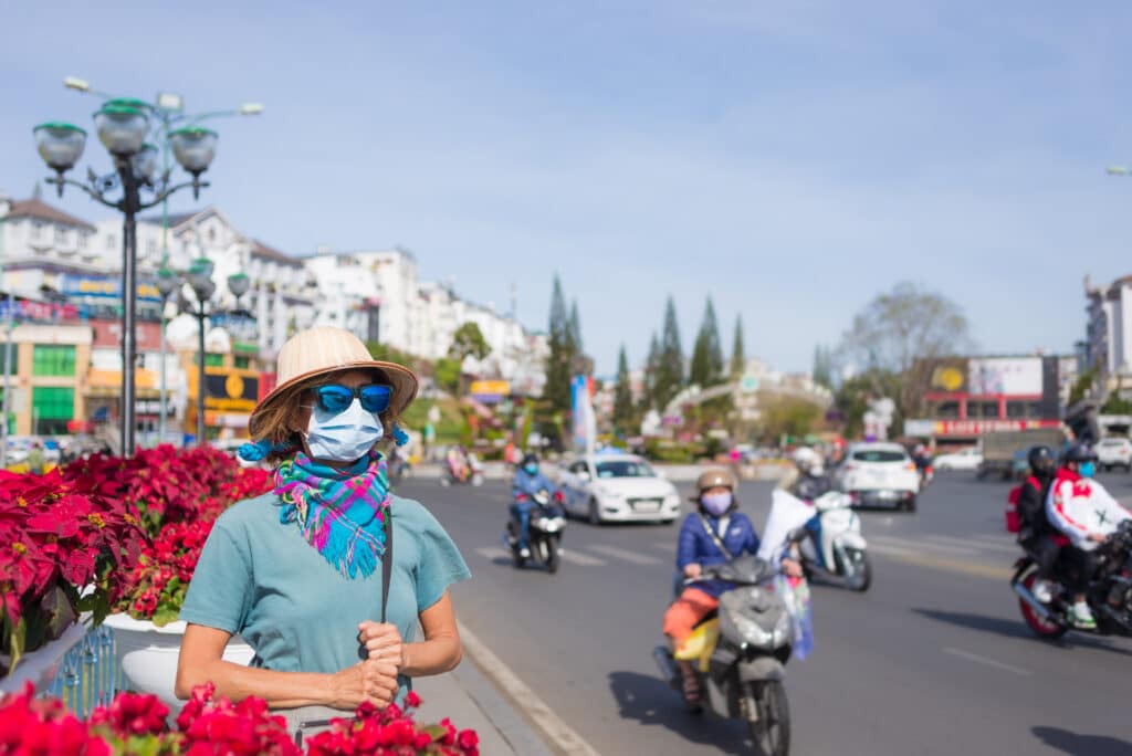 woman wearing mask in Dalat