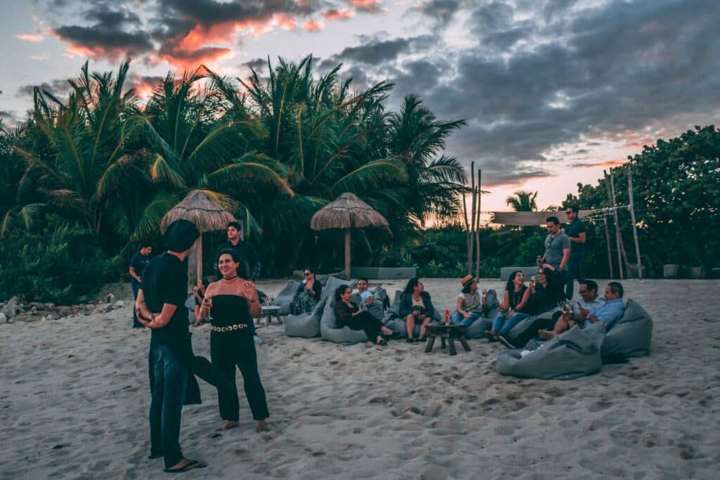 sparkling wine on beach