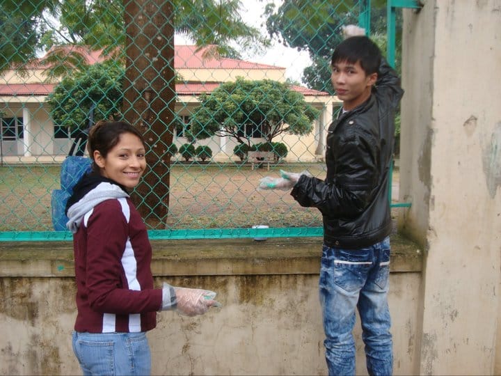 HPU students help paint a school in Mai Chau, Vietnam