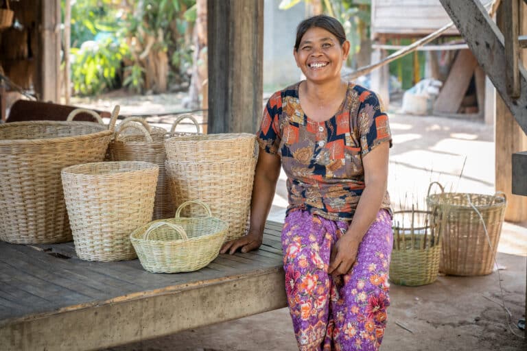 Basket weaving in Trei Nhoar, Cambodia. Local business