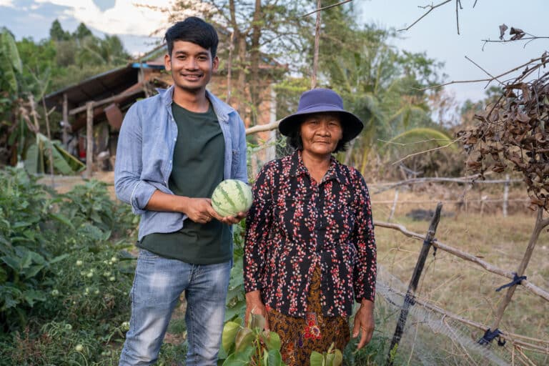 Discova Educational Travel team with local farmers in Trei Nhoar, Cambodia