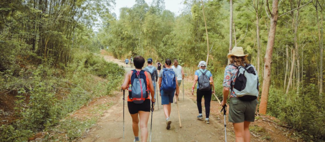 travellers trekking in Northern Vietnam with Discova