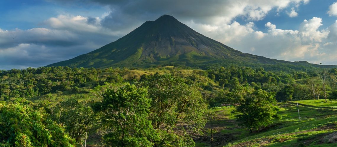 view of arenal volcano in costa rica - sustainable tourism